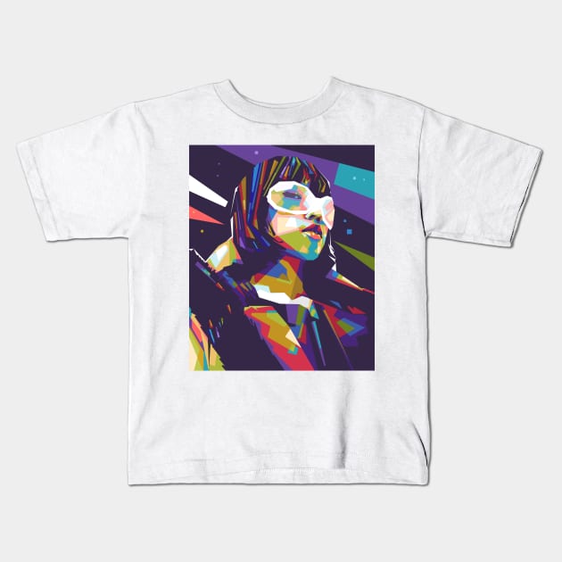 Ramengvrl Colorful with Background Kids T-Shirt by Paradox Studio